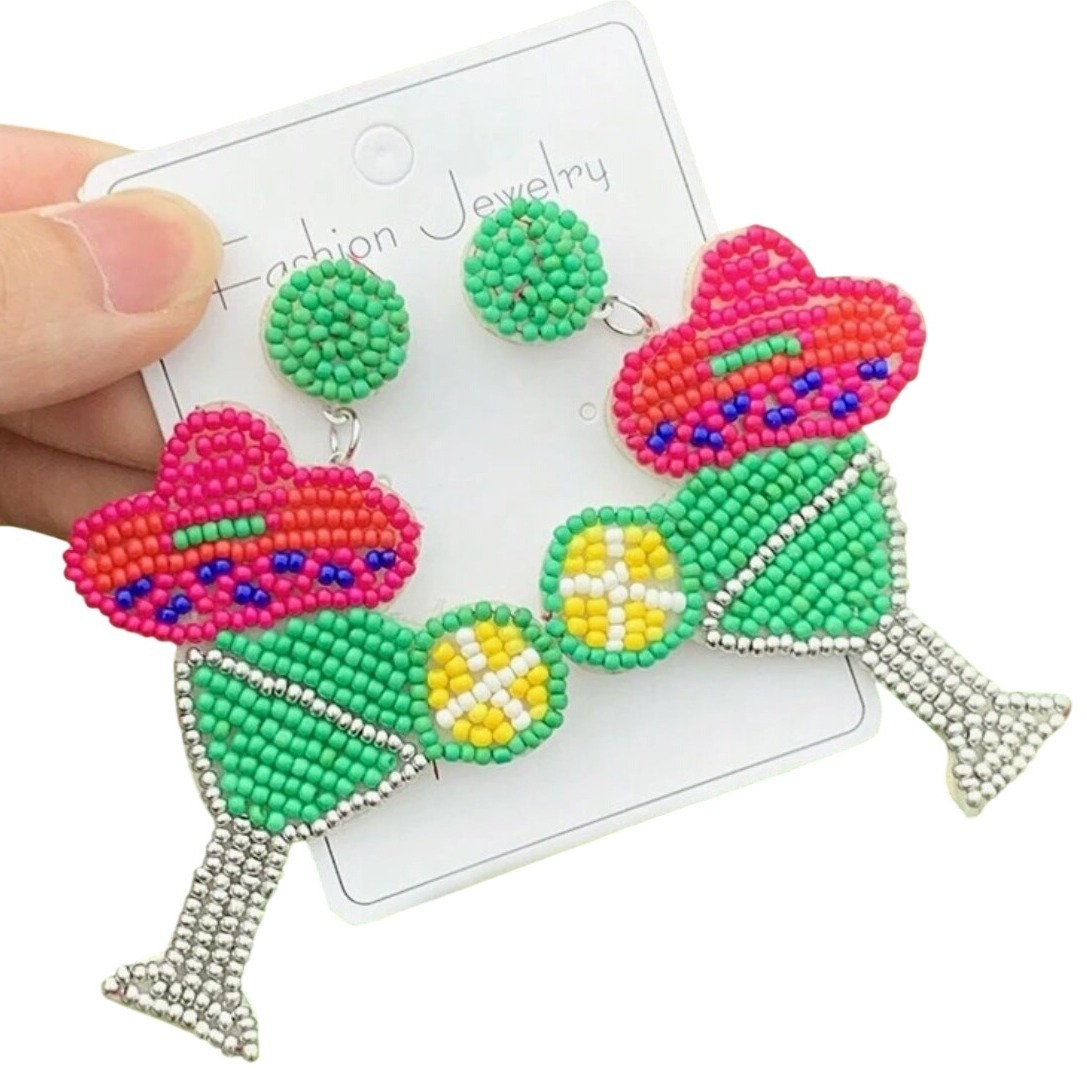 New Tequila Beaded Earrings Cinco De Mayo Mexico Drop Dangle Drink Cute